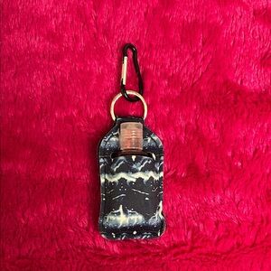 Black and White Keychain Hand Sanitizer Holder with hand sanitizer